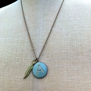 Letter A & Feather Necklace